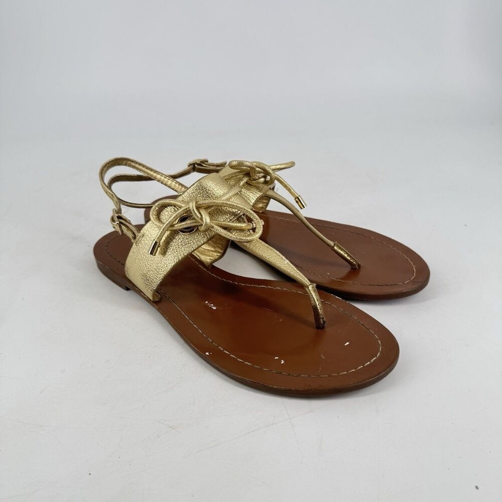 Kate Spade New York Gold Bow Flat Sandals Women’s Size 7.5